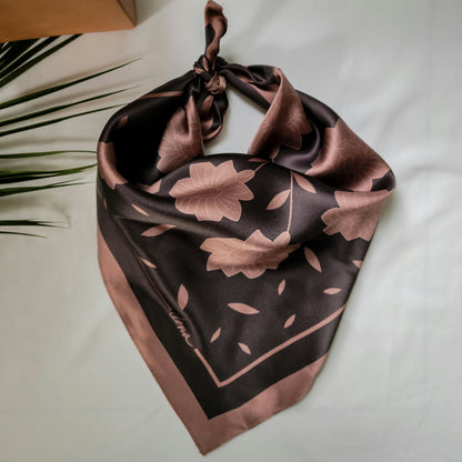 Kalocsa 100% Mulberry Silk Scarf - Barna